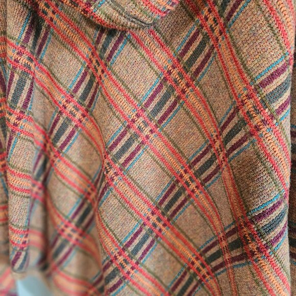 Anthropologie Charlie & Robin Hallstatt Plaid Hooded Poncho Cape Sweater OS - Picture 8 of 11
